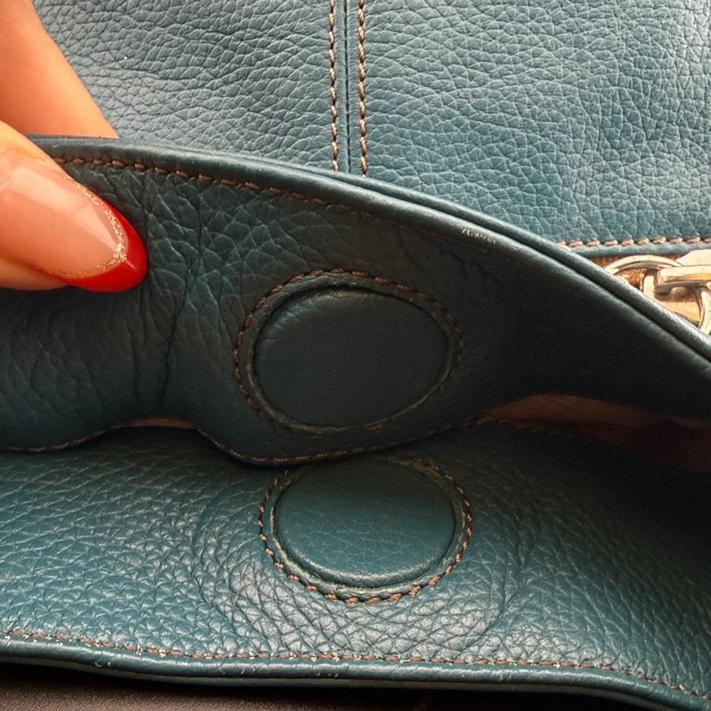 Tignanello Teal Leather Shoulder Bag - Picture 13 of 14